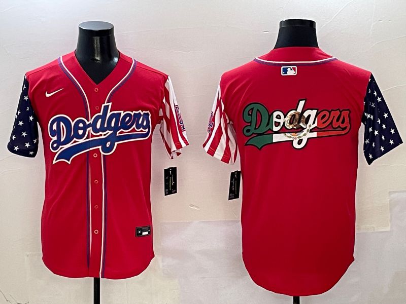 Men Los Angeles Dodgers Blank Red a generation of national flags Joint name 2025 Nike MLB Jersey style 9->los angeles dodgers->MLB Jersey